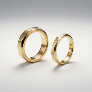 Geometric gold rings on gray