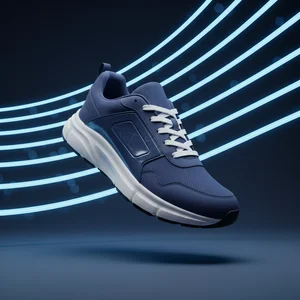 Dynamic black sneaker with light trails