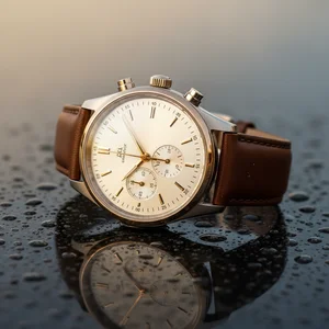 Rugged timepiece on reflective water