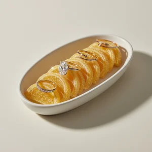 Fresh lemon slices on plate