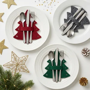 Christmas tree cutlery setting