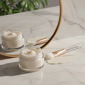 Fresh cream with green accents