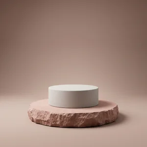Textured stone podium on pink