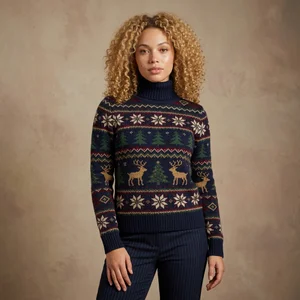 Cozy patterned turtleneck sweater