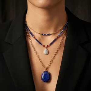 Elegant layered gemstone necklaces