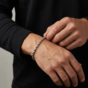 Minimalist men's silver bracelet