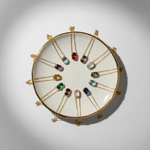 Colorful charm necklace display