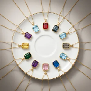 Birthstone necklace collection display