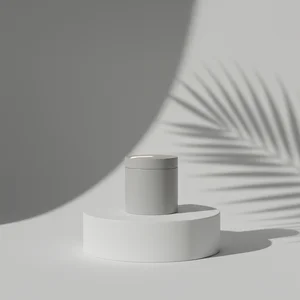 Minimalist Pedestal with Palm Shadow