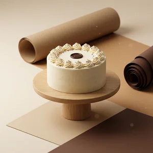 Elegant cake on wooden stand