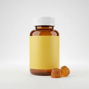 Amber gummy bottle mockup