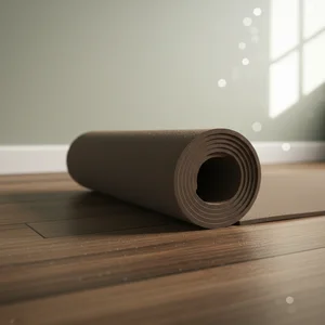 Serene yoga mat on wood