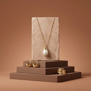 Modern jewelry on stone blocks