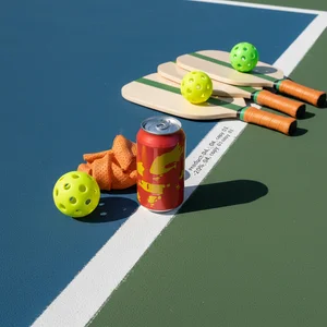 Vibrant pickleball gear flat lay