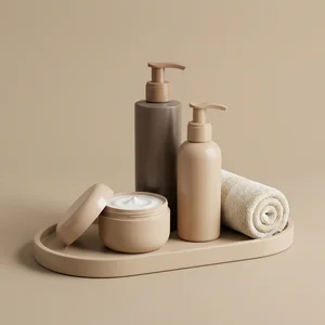 Minimalist beige skincare set