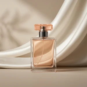 Elegant perfume with leaf shadow