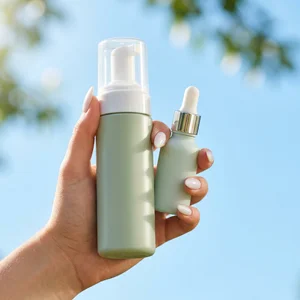 Natural skincare in hand