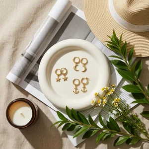 Sunny summer jewelry flat-lay