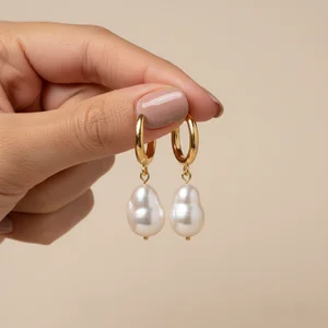 Elegant Pearl Hoop Earrings