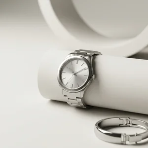 Minimalist silver watch display