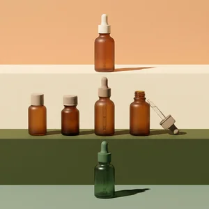 Skincare amber dropper bottles