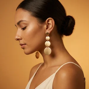 Luxury gold disc earrings