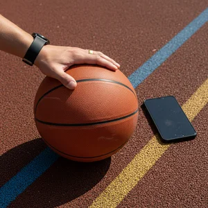 Sports gear on basketball court
