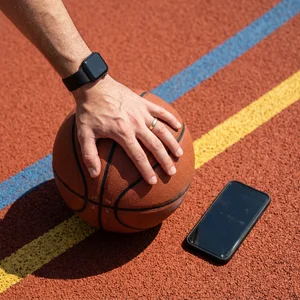 Sports gear on basketball court