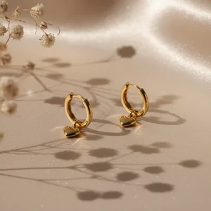 Romantic gold heart earrings