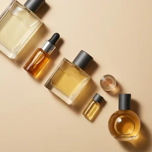 Elegant skincare collection flat lay