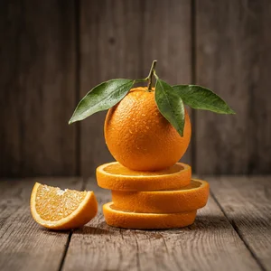 Fresh oranges on rustic wood