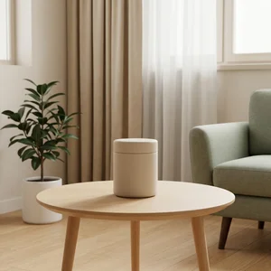 Minimalist jar on wooden table