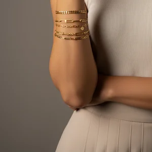 Delicate gold bracelet stack