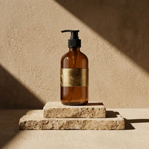 Amber Bottle on Stone Plinth