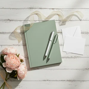 Rustic desktop flat lay