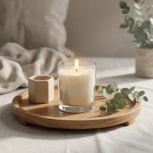 Relaxing candle with rosemary