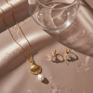 Aquatic pearl hoop earrings