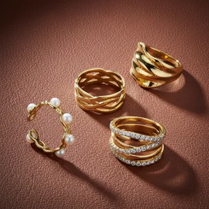 Golden Rings on Crimson