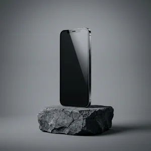 Sleek smartphone on natural stone