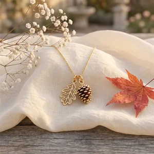 Autumn-themed gold jewelry