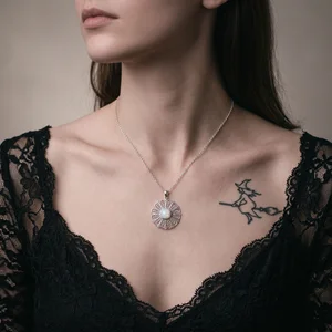 Witch tattoo and opal necklace