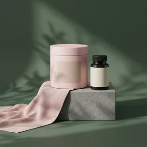 Natural skincare on concrete