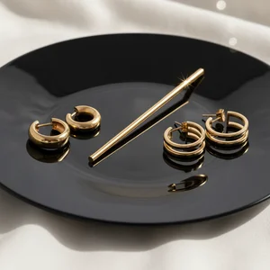 Golden Hoop Earrings & Chains