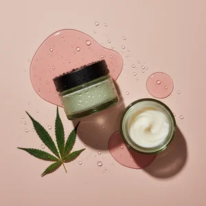 CBD skincare on pink