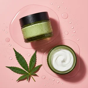 CBD skincare on pink