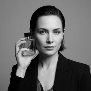 Chic model with beauty product