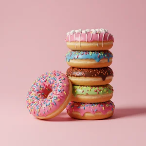 Colorful stacked donuts