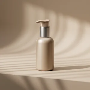 Elegant beige bottle with shadows
