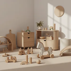 Bright nursery wooden toys