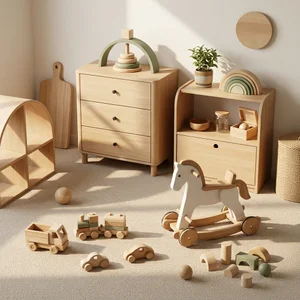 Bright nursery wooden toys